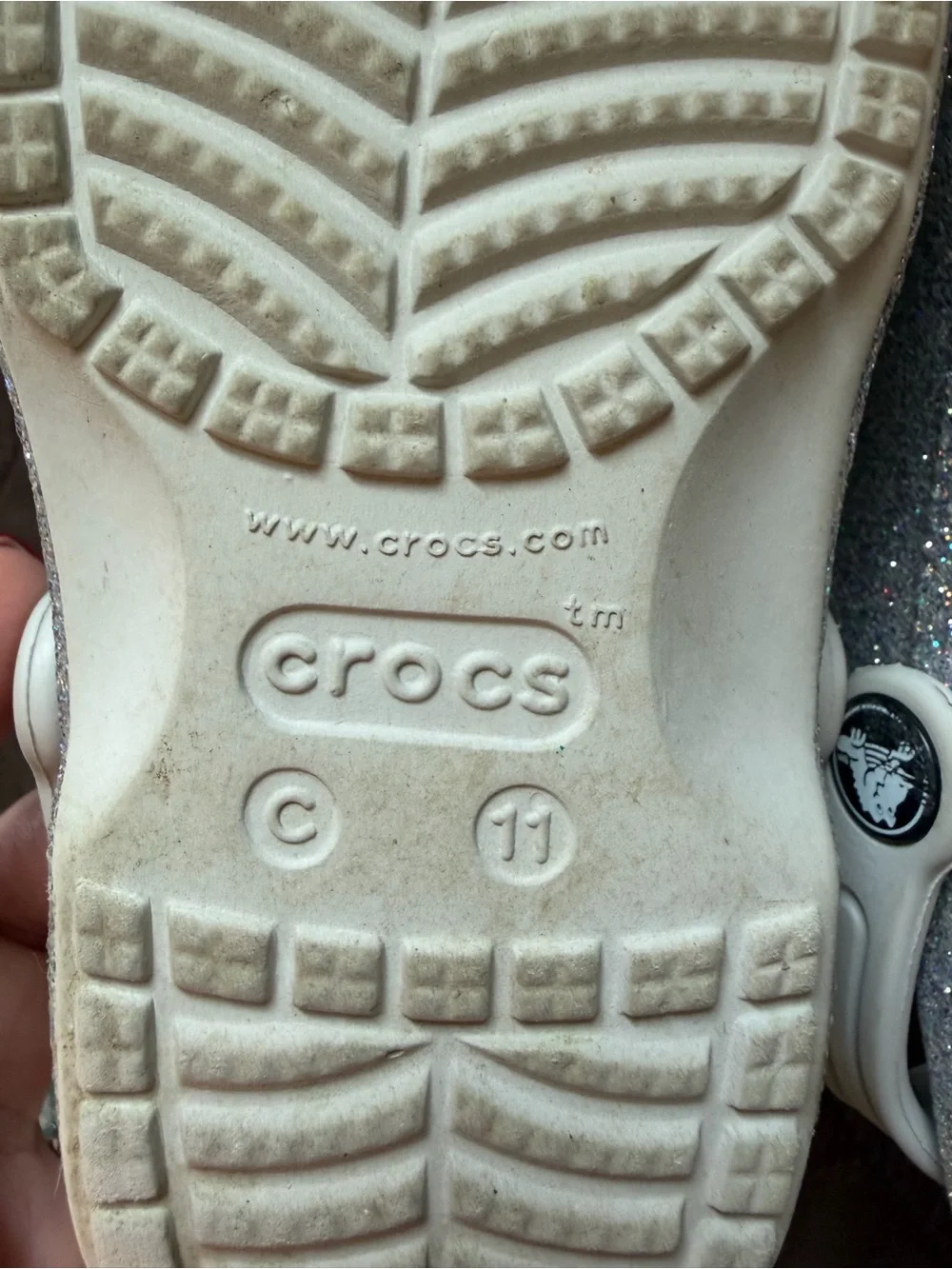 CROCS Kids Glitter Classic Clog in Silver Sparkle